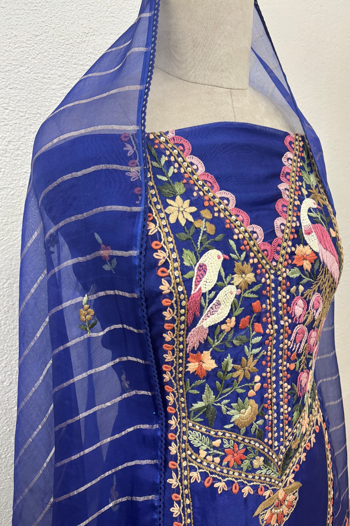 BLUE ORGANZA SUIT SET