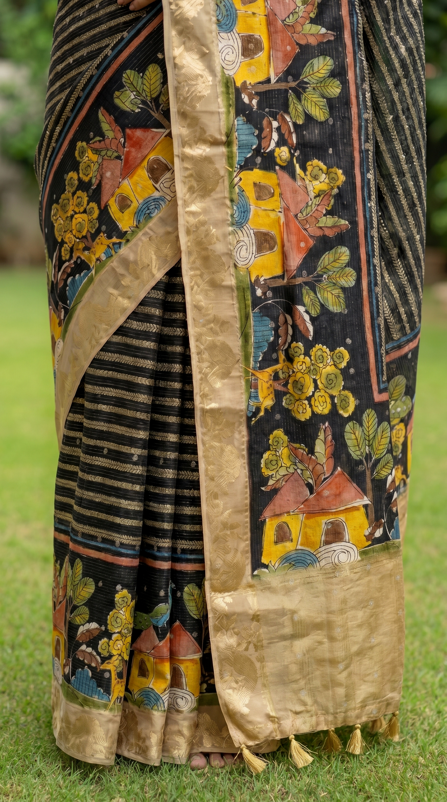 Black Shimmering Gold Saree