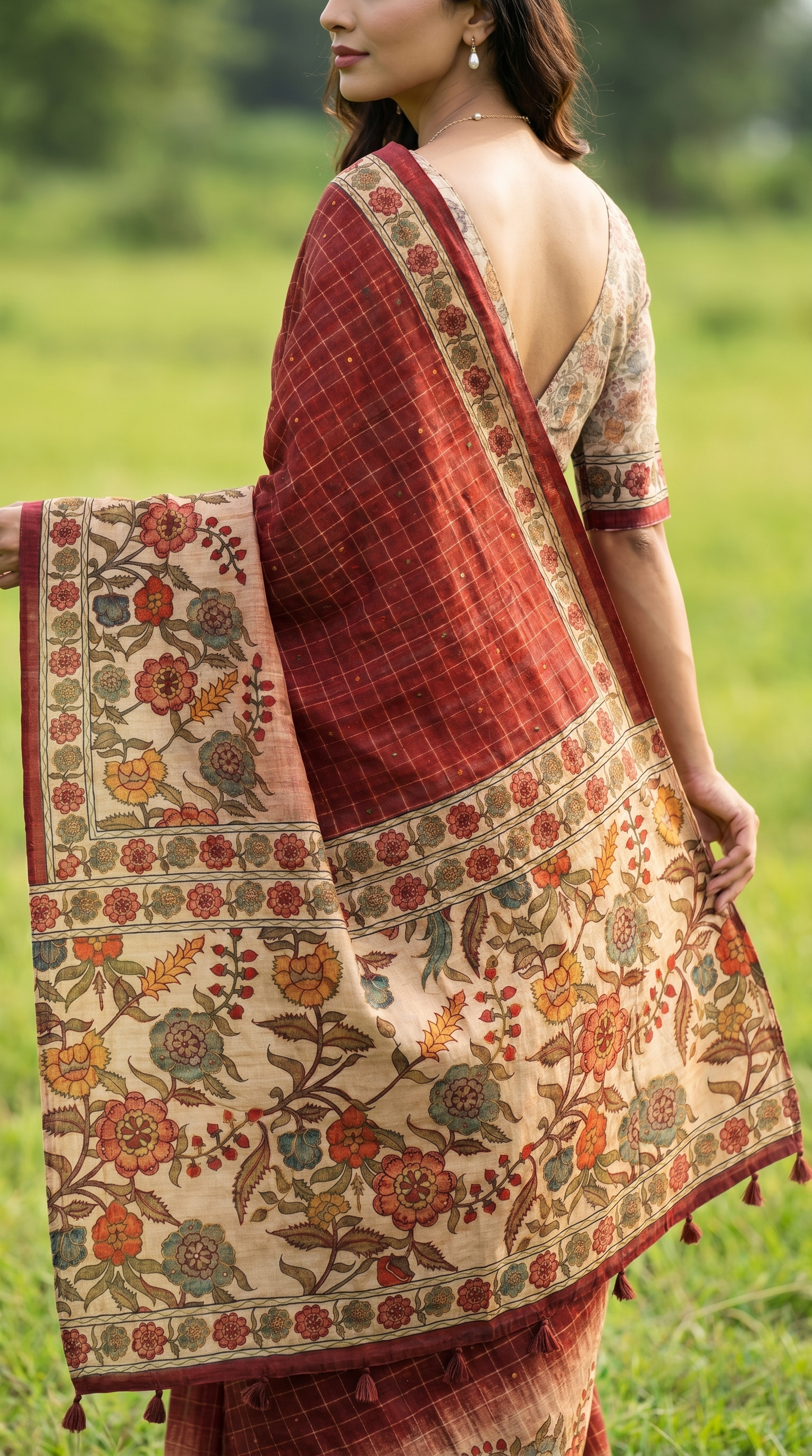 Red Kalamkari Saree