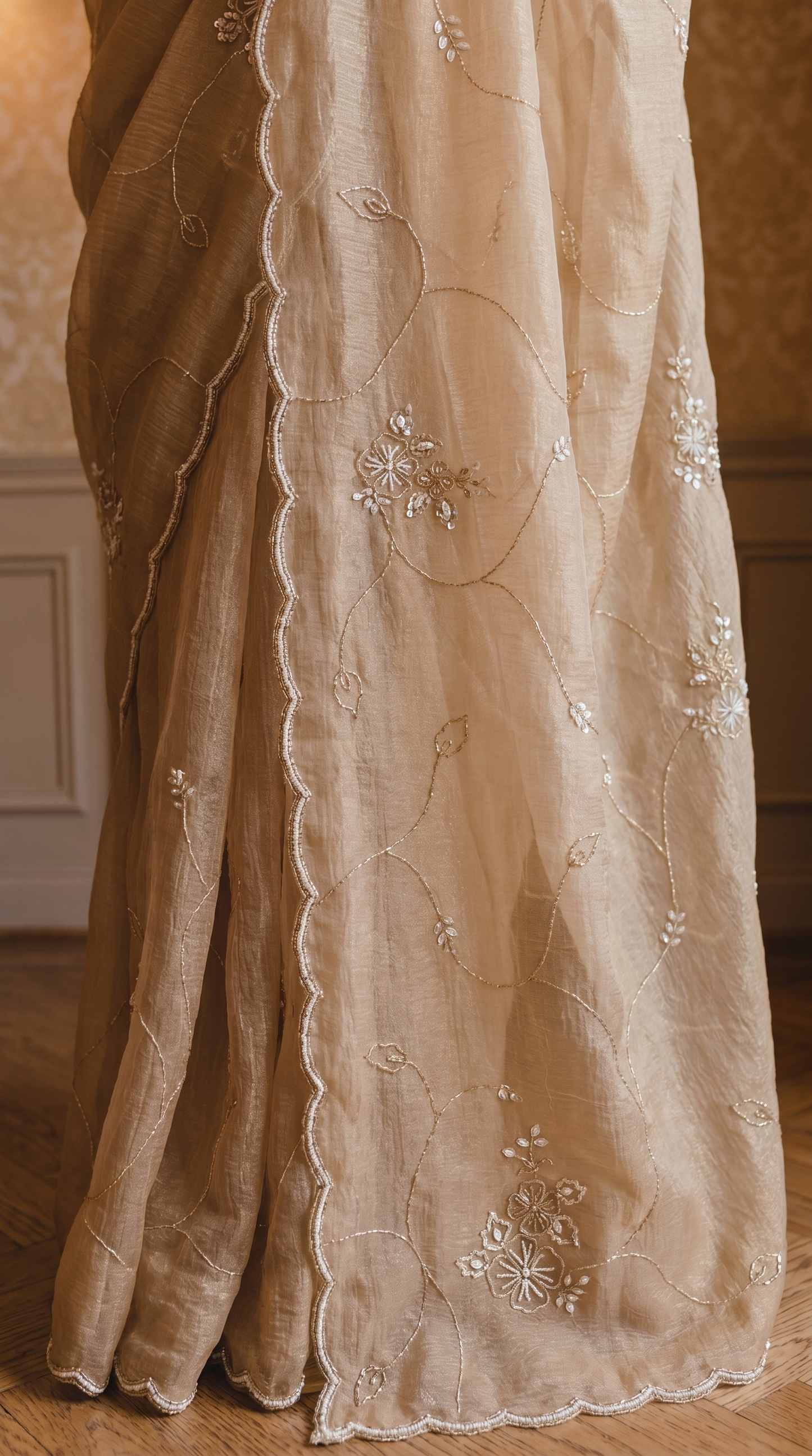 Gold Tissue Organza Saree