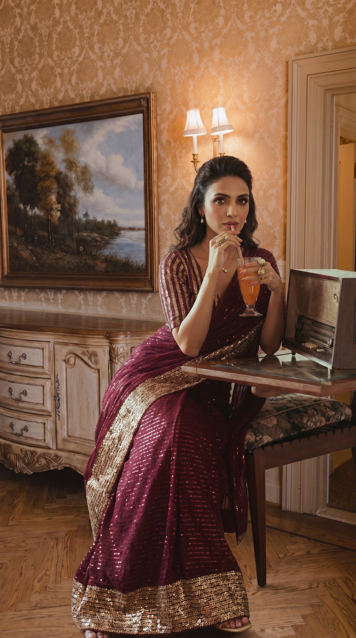 Maroon Georgette Saree