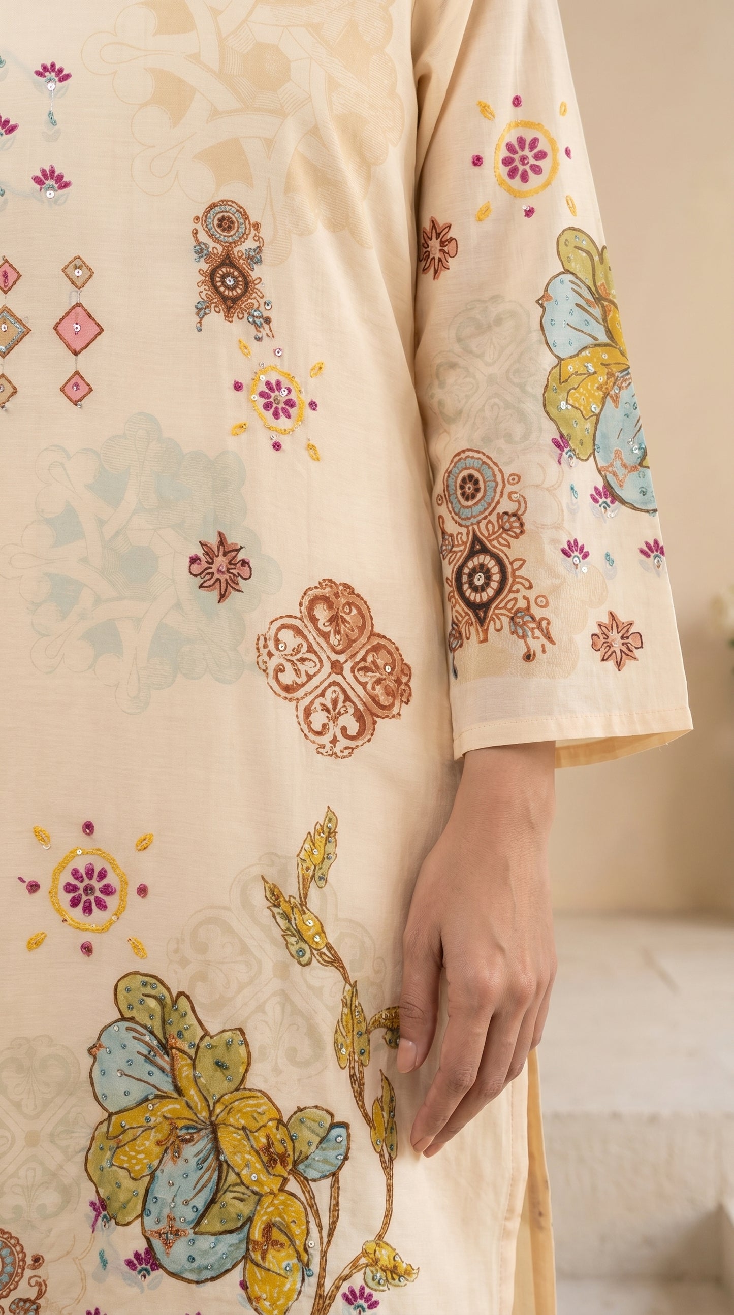 Cream colour Salwar Suit Set
