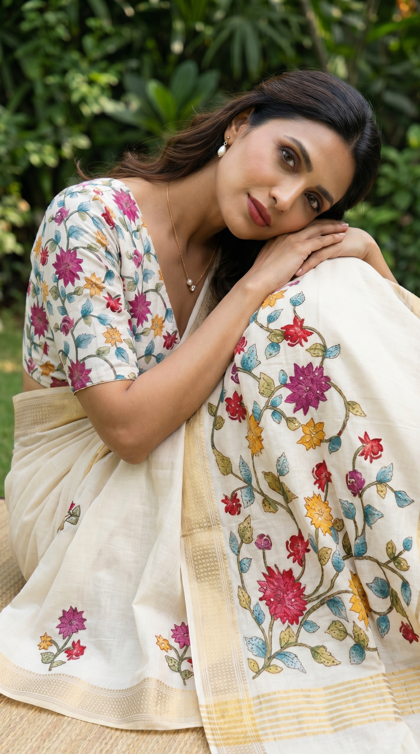 Ivory Tussar Silk Saree