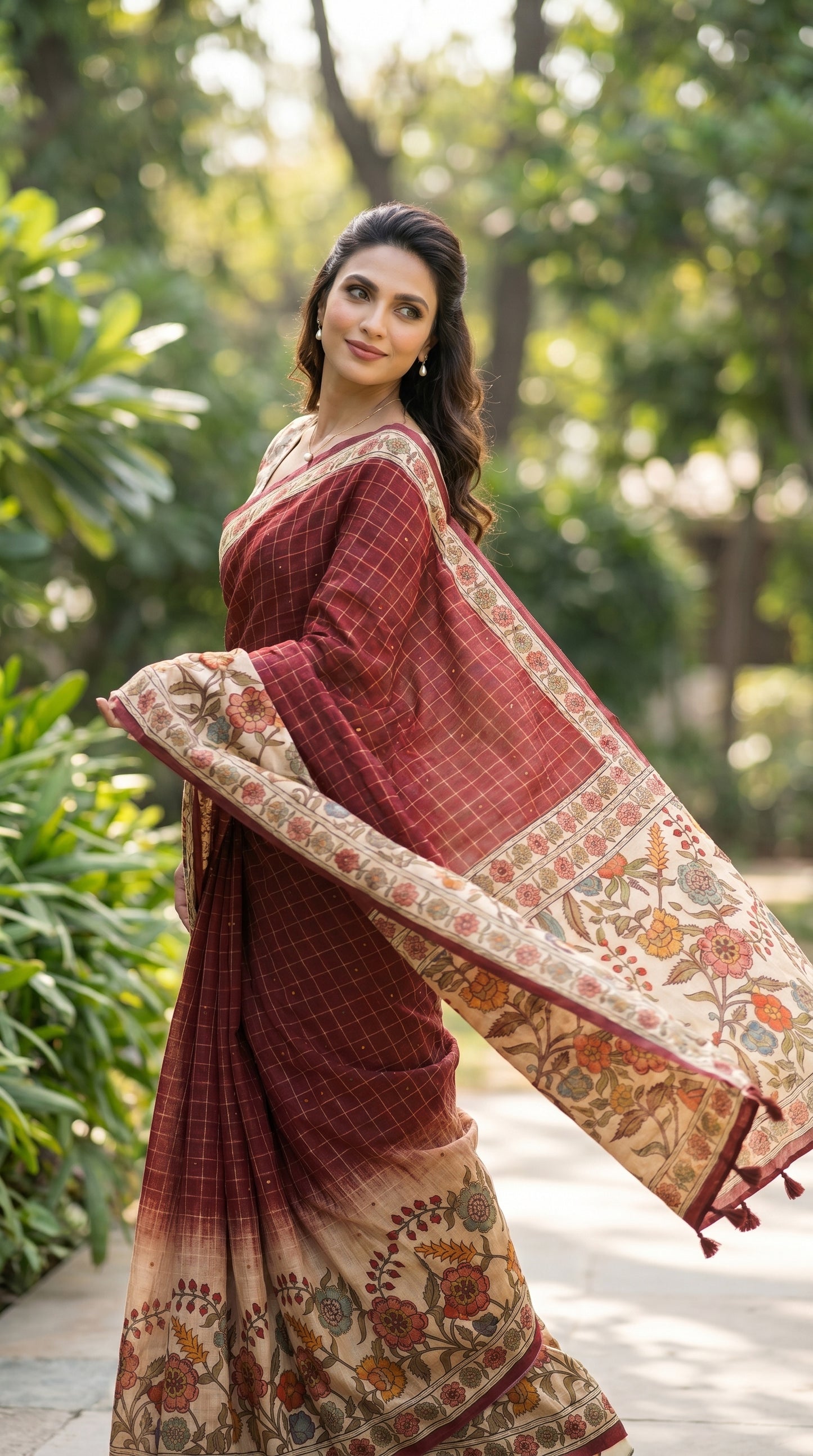 Red Kalamkari Saree