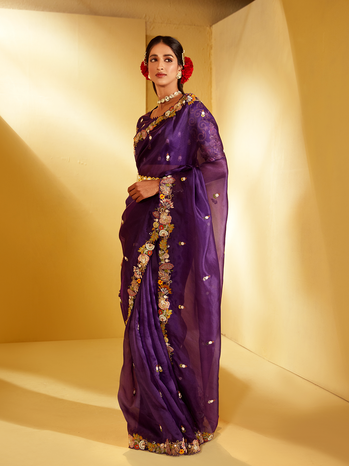 Elinor Mystic Moonlight Purple Organza Saree