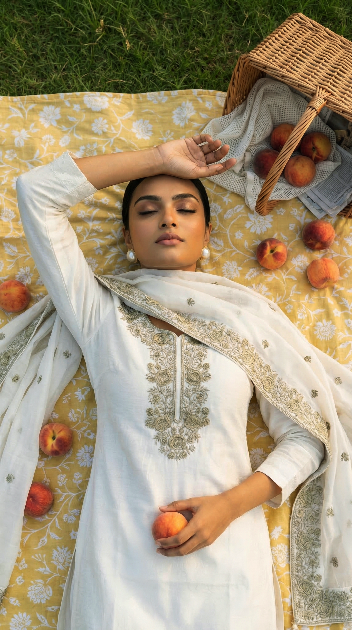 Feather White & Black Highlighted Mul Kurta Set with Parsi Embroidery