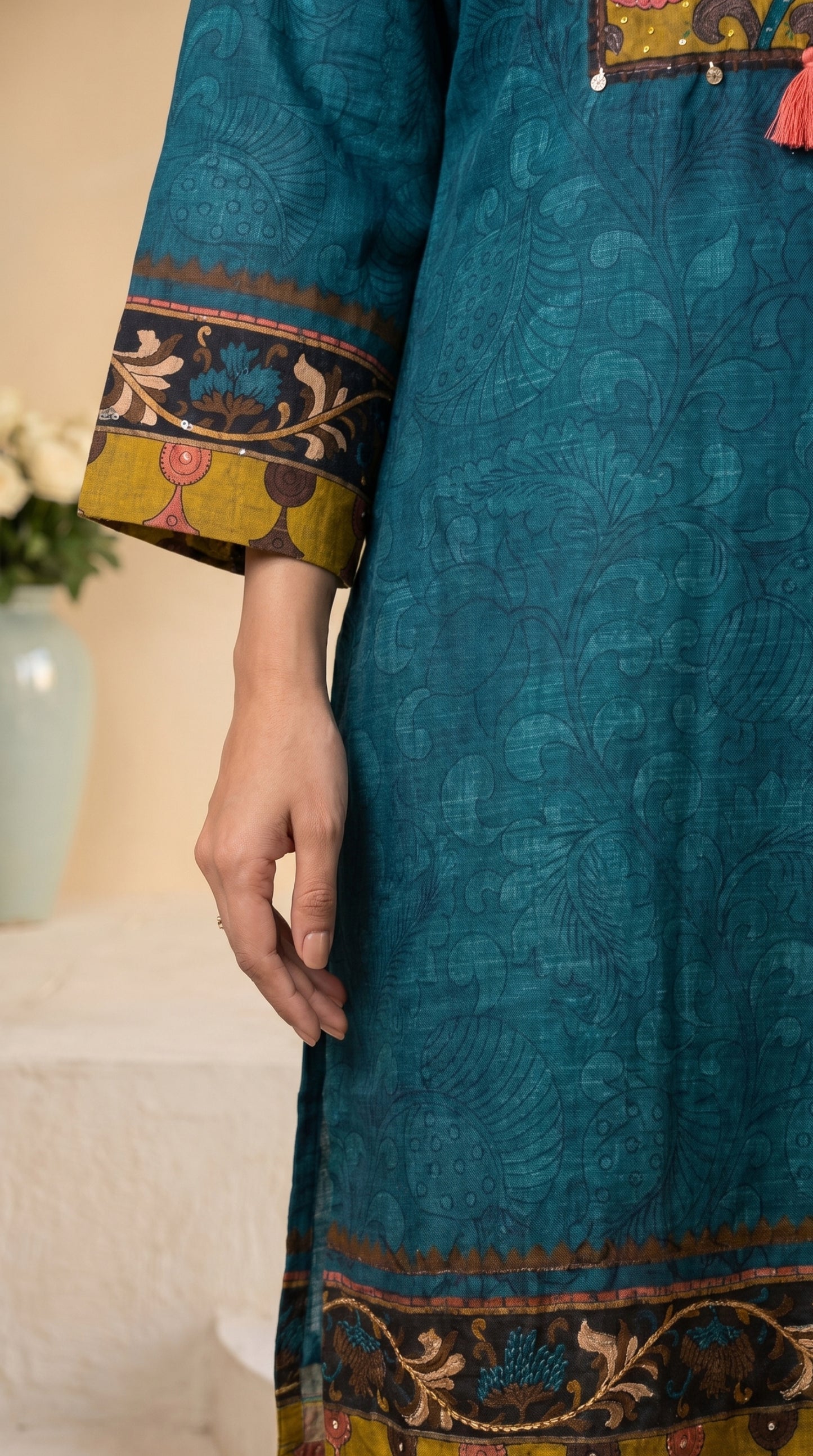 Teal Blue Printed Salwar Suit set
