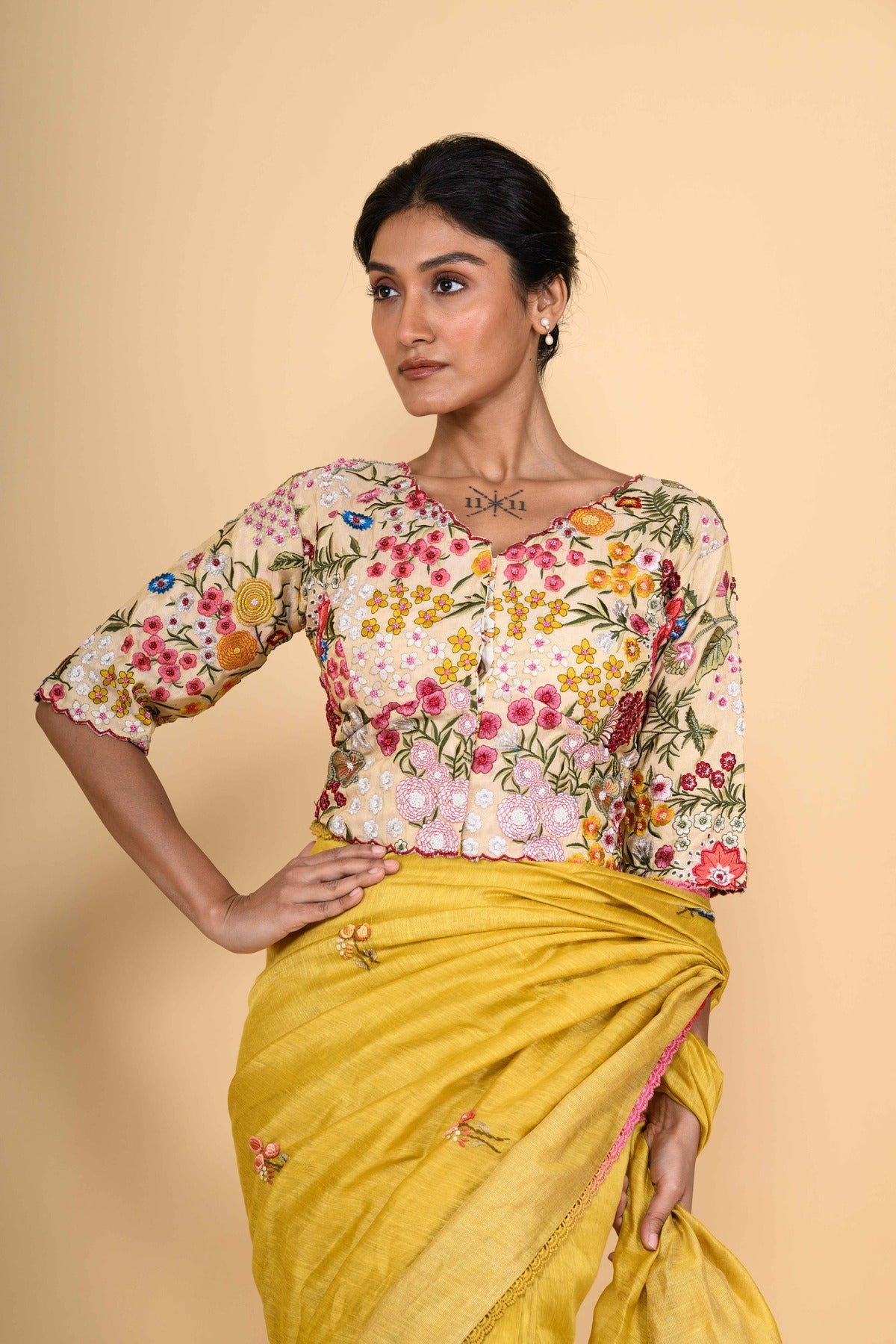 Multicolor Hand Embroidered Cotton Blouse