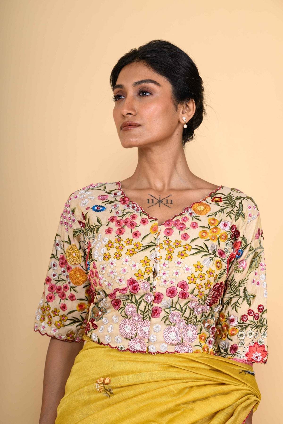 Multicolor Hand Embroidered Cotton Blouse