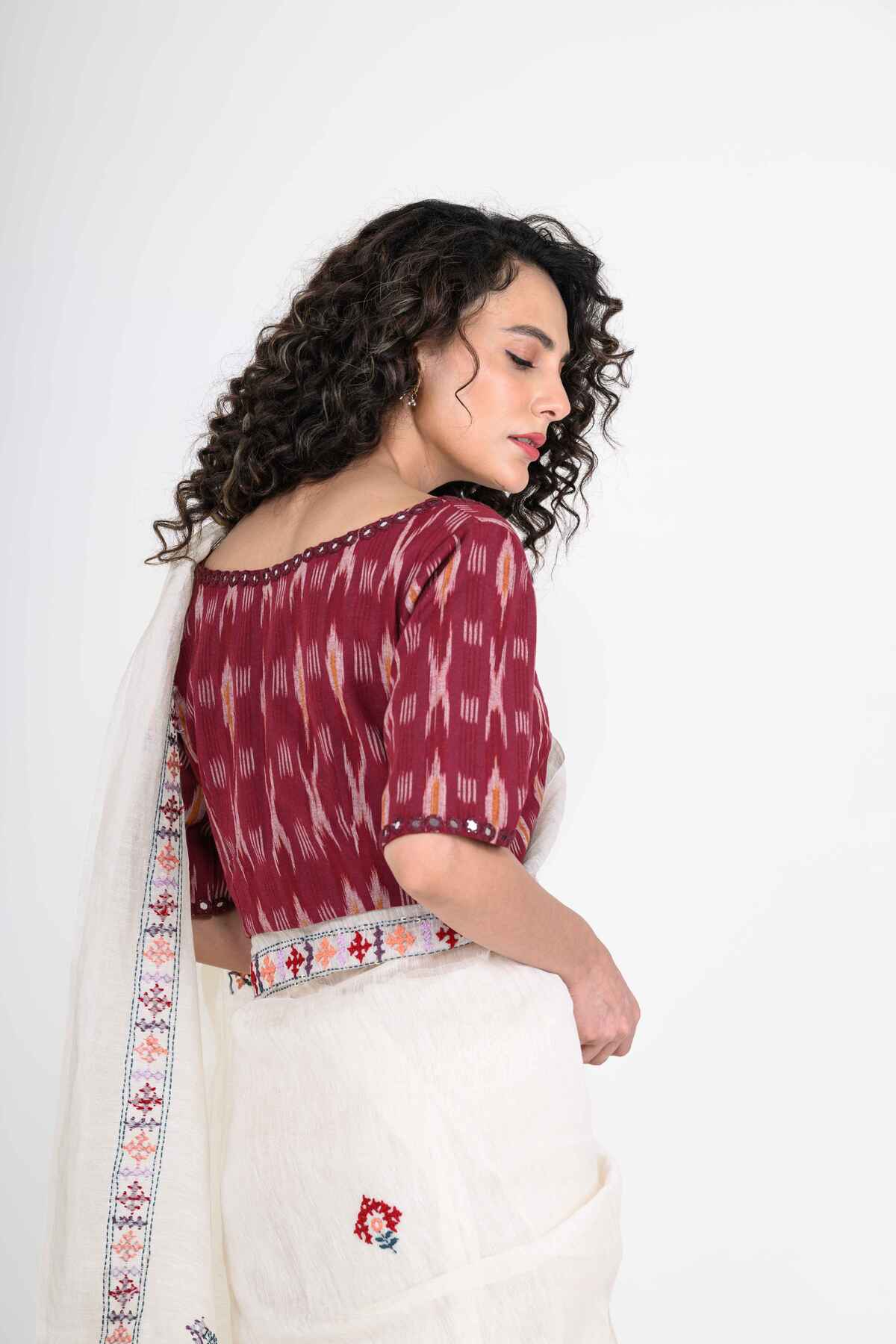 Maroon Printed Cotton Blouse