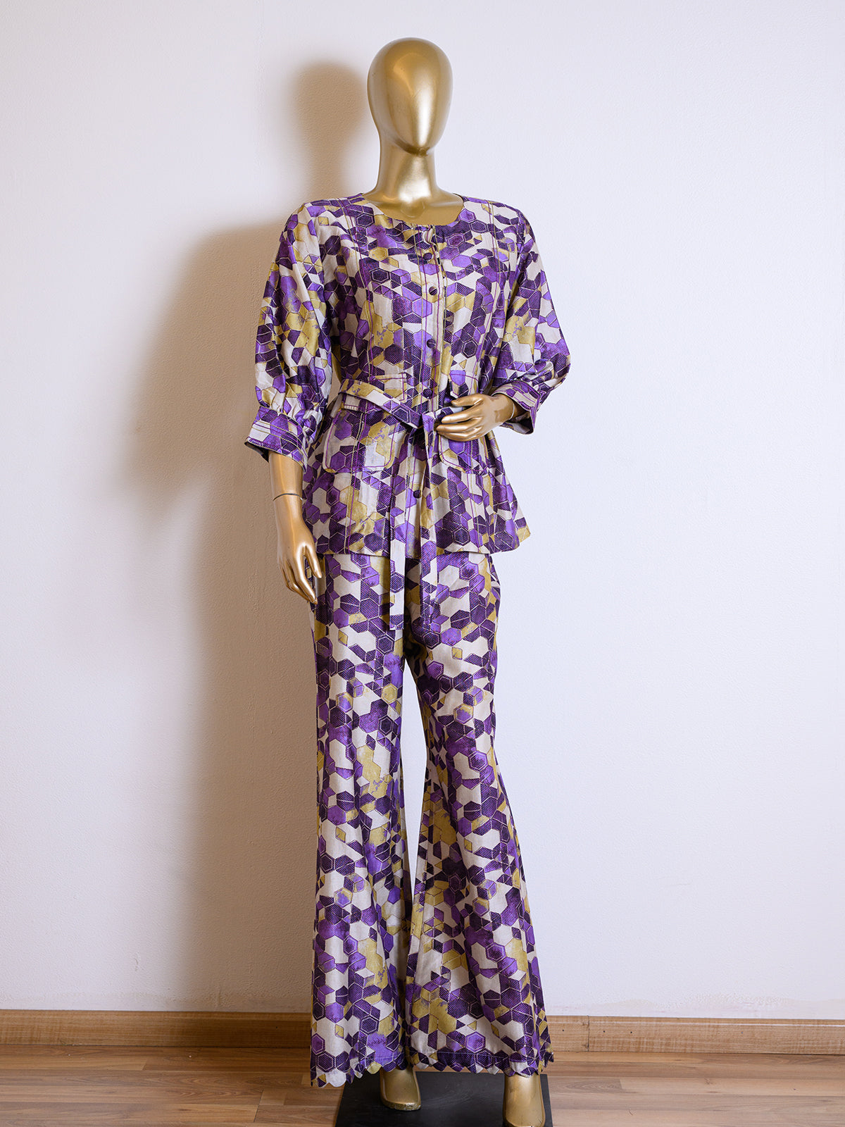 Purple Chanderi Floral Prined Co-ord Set