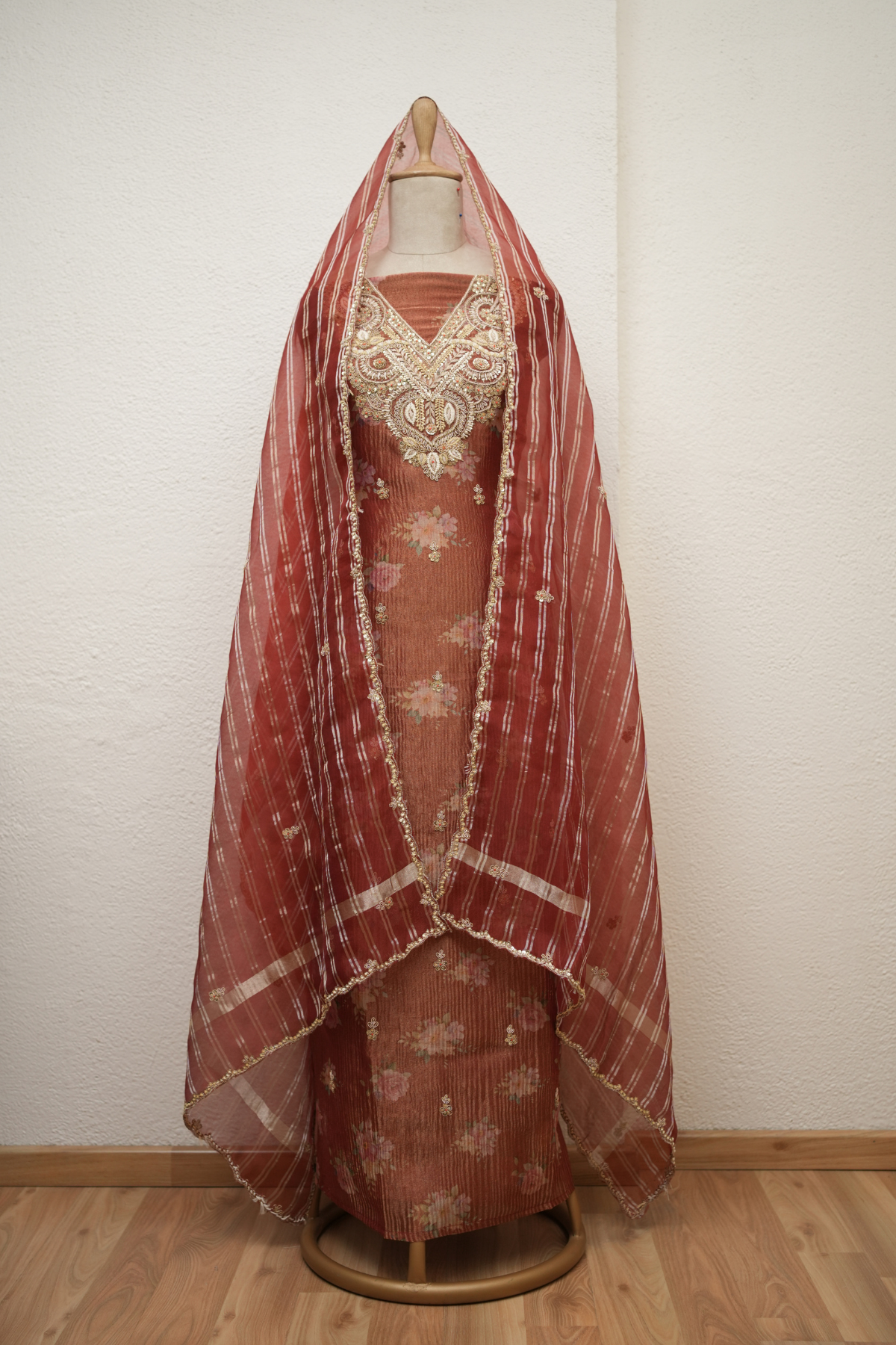 RUST ORANGE KURTA  CORD & SEQUIENCE WORK