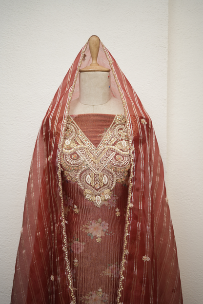 RUST ORANGE KURTA  CORD & SEQUIENCE WORK