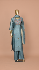 Maya Dusky Blue Threadwork Salwar Suit Set