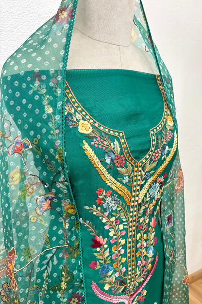 GREEN ORGANZA SUIT SET