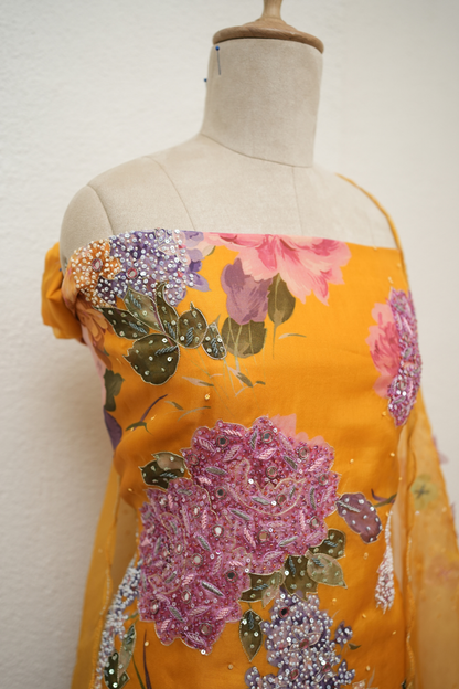 MUSTARD YELLOW KURTA WITH CUTDANA HIGHLIGHT