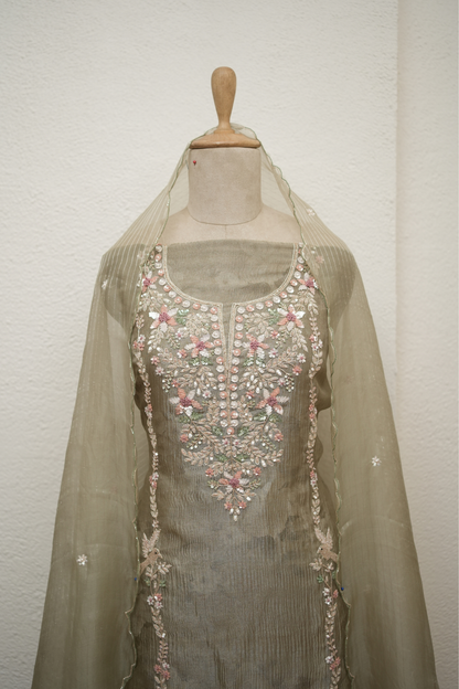 SAGE GREEN KURTA WITH CUTDANA HIGHLIGHT