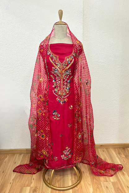 RED ORGANZA SUIT SET