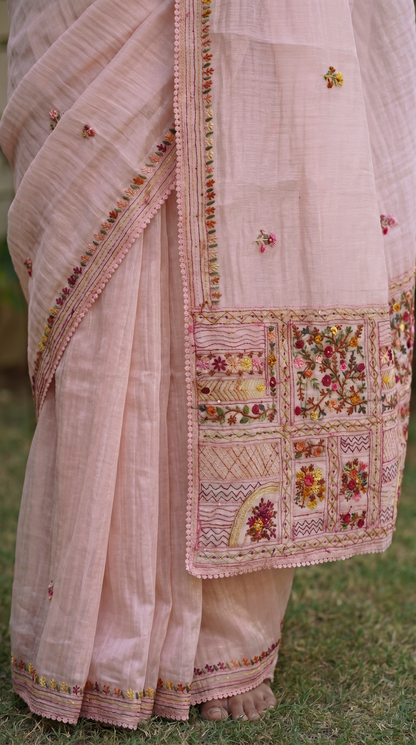 Light Pink Tissue Saree