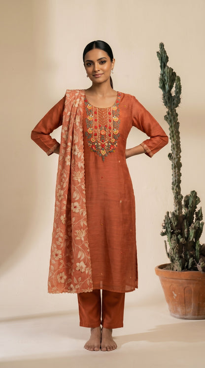 Rust Orange Salwar Suit Set