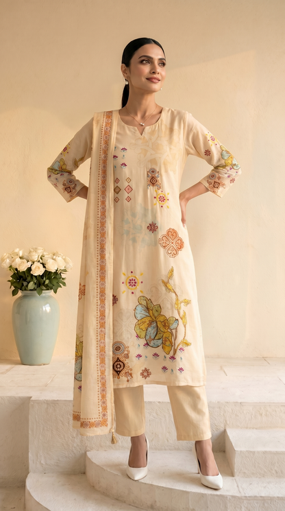 Cream colour Salwar Suit Set