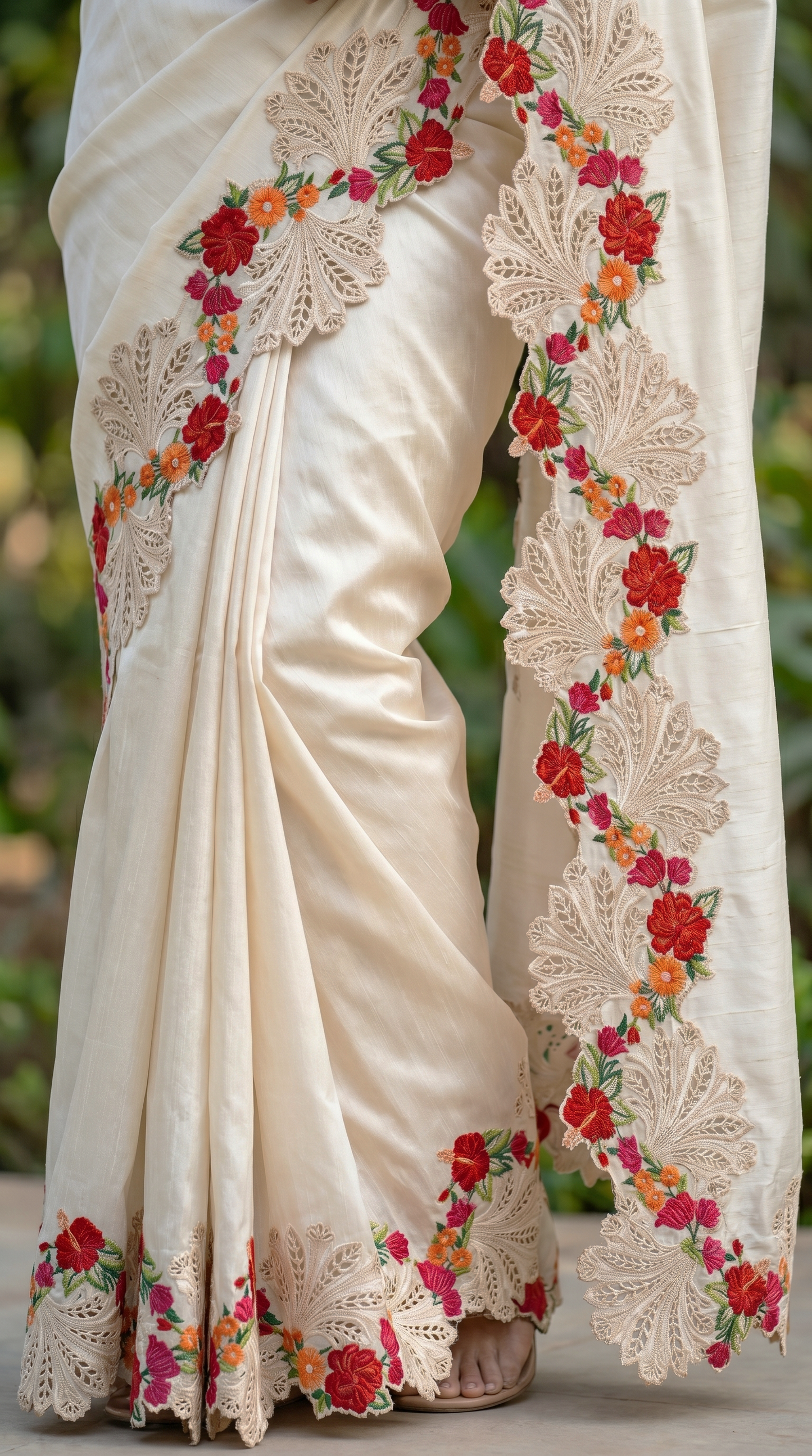 Raw Silk  Ivory Saree