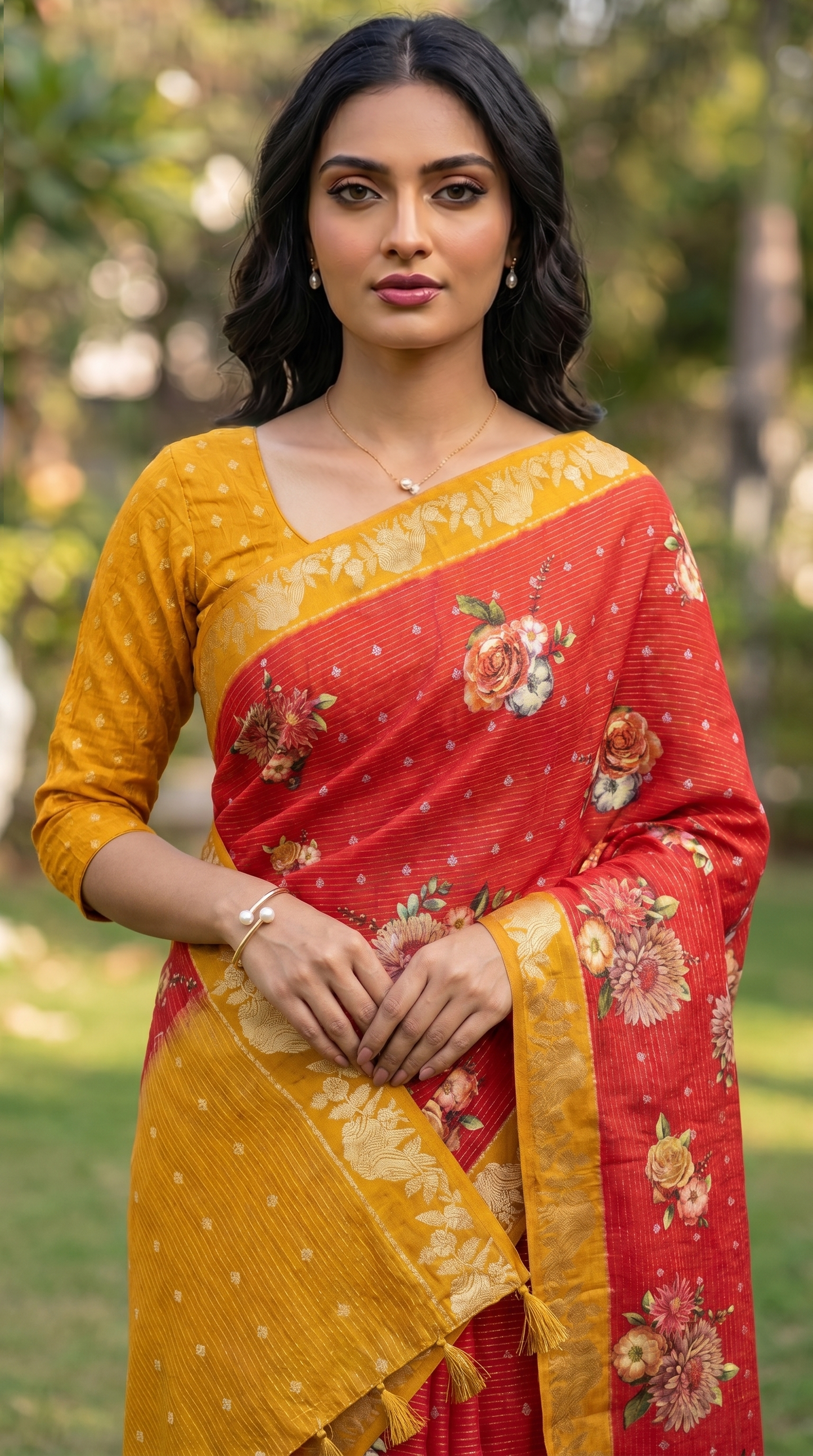 Silk Blend Red Saree