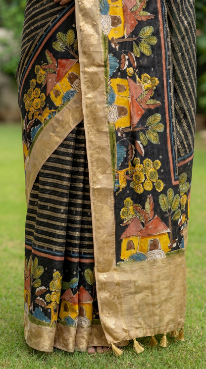 Black Shimmering Gold Saree