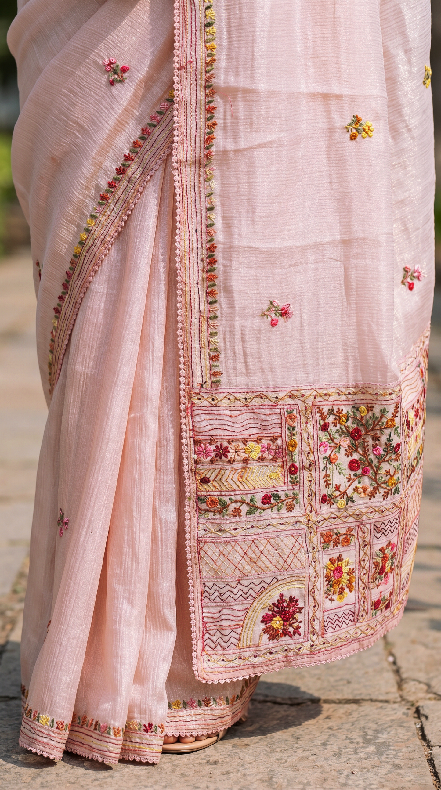 Light Pink Tissue Saree