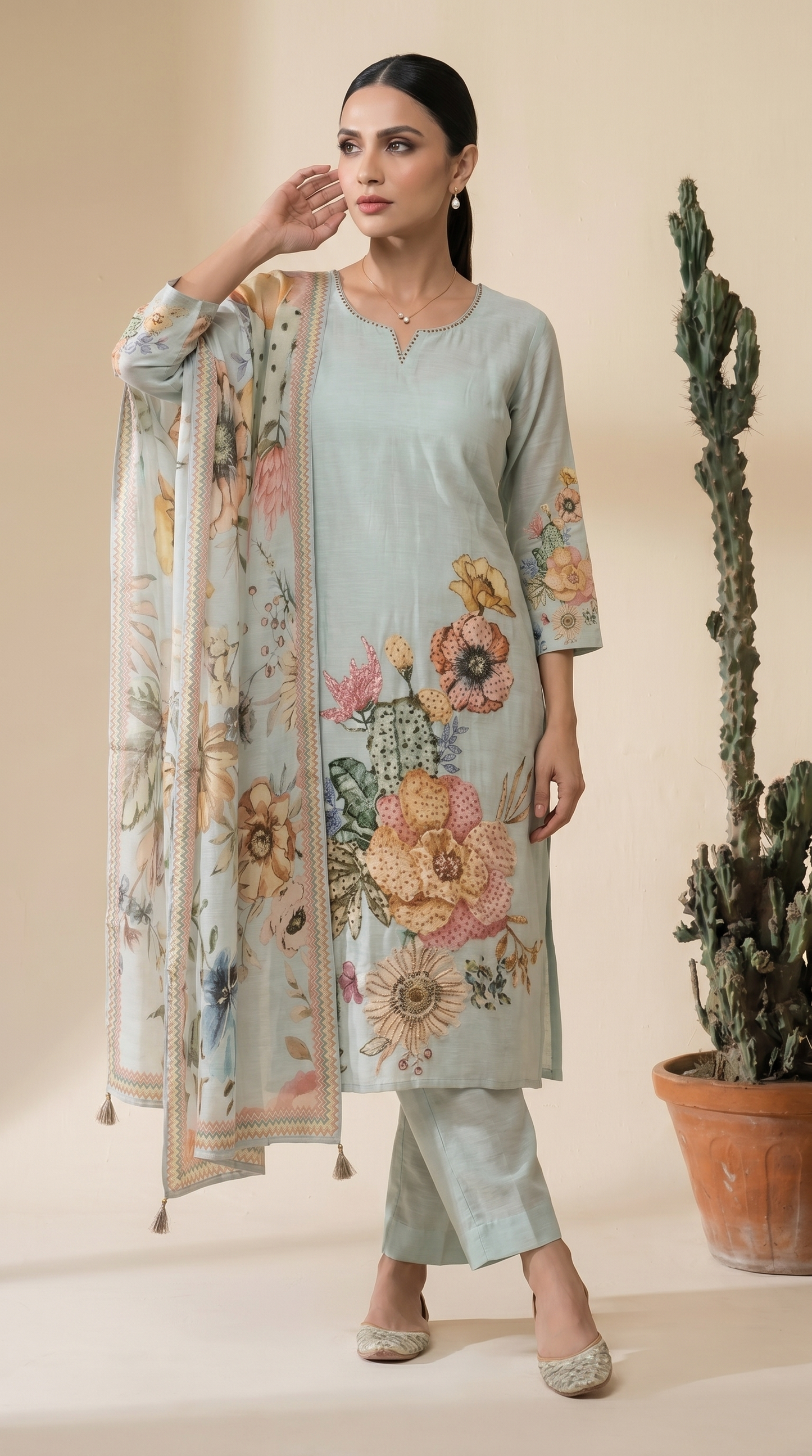 Pastel Mint Green Salwar Suit Set