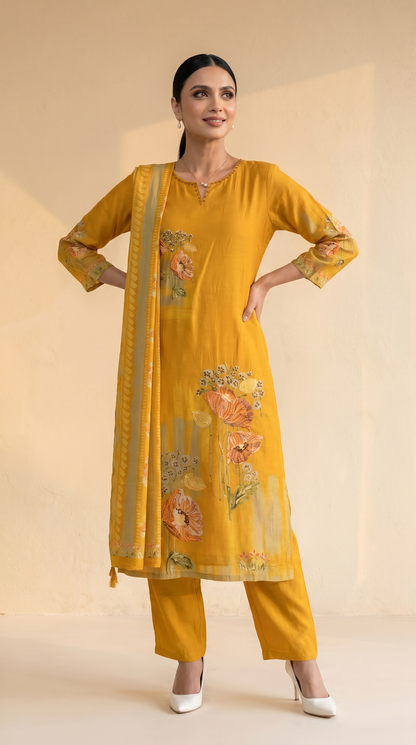Mustard Yellow Salwar Suit Set