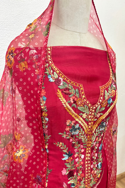 RED ORGANZA SUIT SET