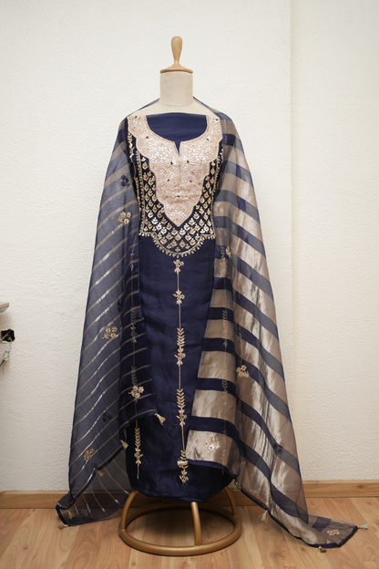 ROYAL BLUE KURTA WITH PATCH WORK & GOTTA EMBROIDERY
