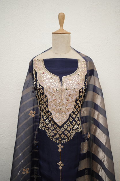 ROYAL BLUE KURTA WITH PATCH WORK & GOTTA EMBROIDERY