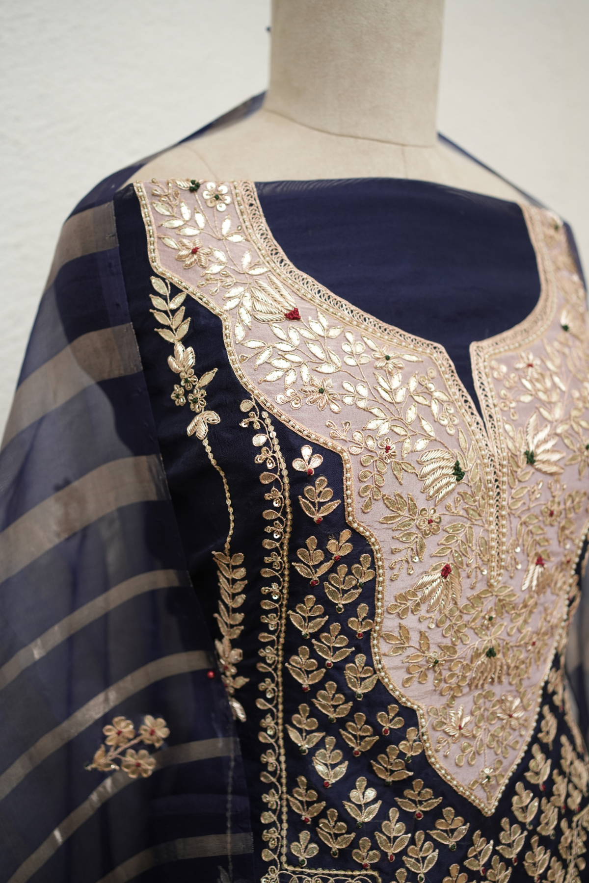 ROYAL BLUE KURTA WITH PATCH WORK & GOTTA EMBROIDERY