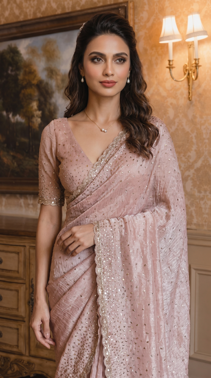 Blush Pink Georgette Saree