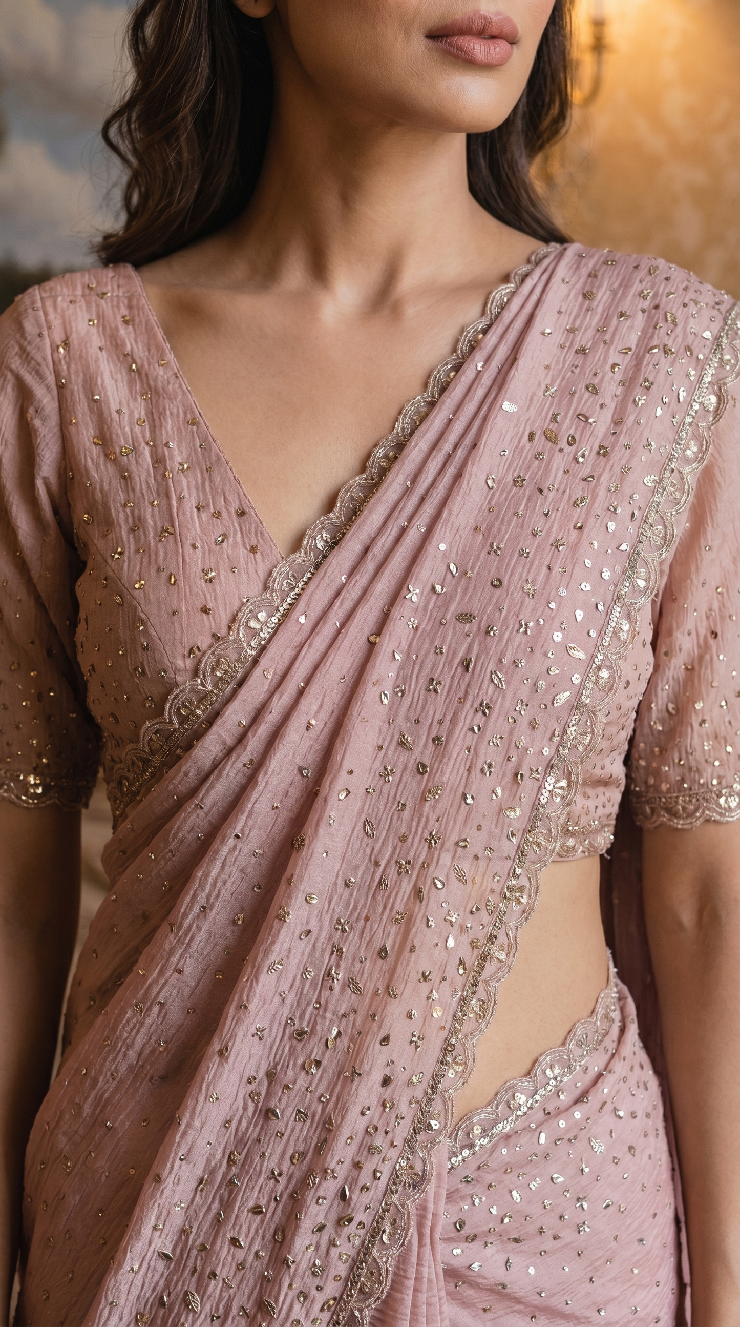 Blush Pink Georgette Saree