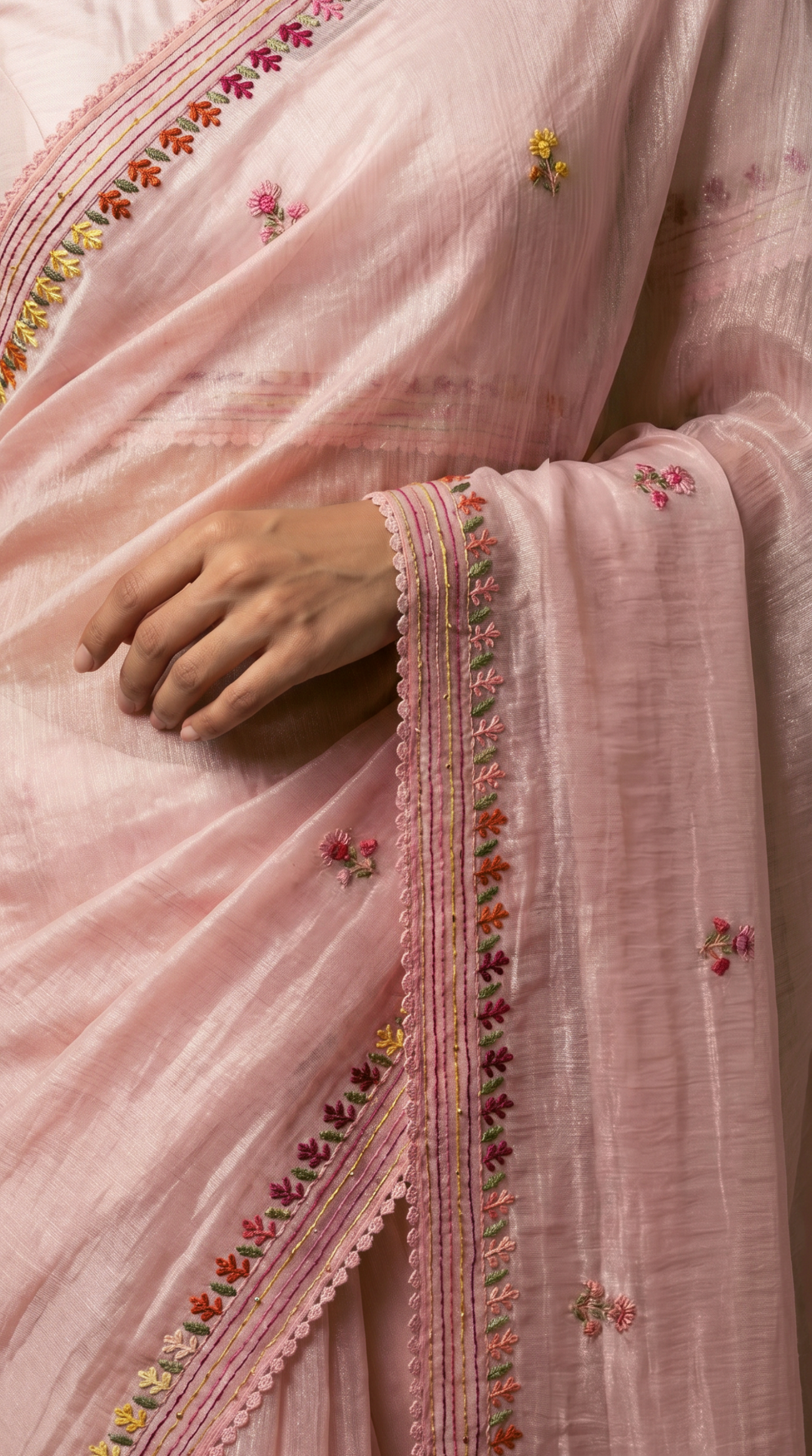 Light Pink Tissue Saree