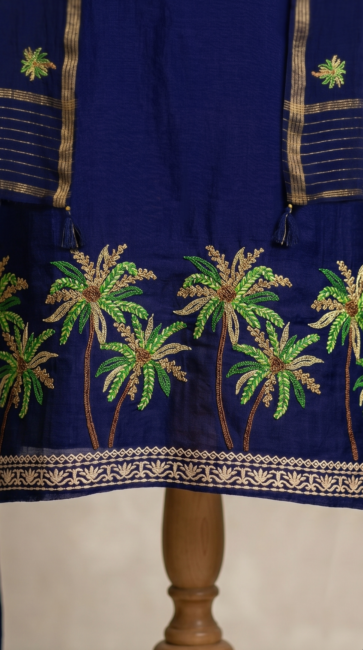 Unstitched Elegant Navy Blue Mul mul Salwar Suit Piece
