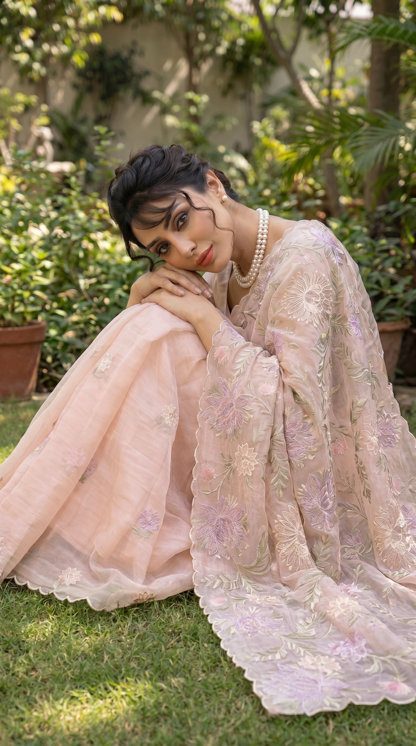 Dusty Rose Sheer Organza Saree