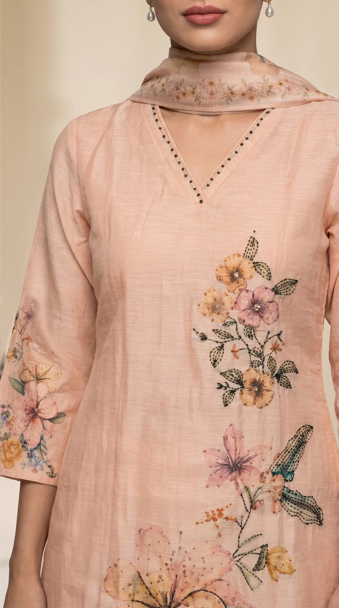 Peach Colour Salwar Suit Set