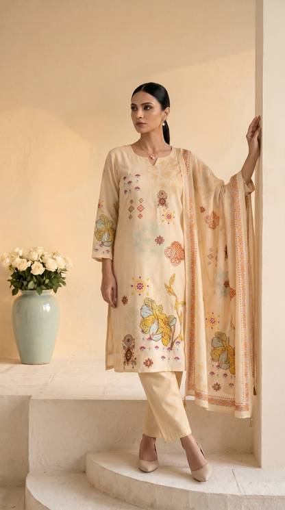Cream colour Salwar Suit Set