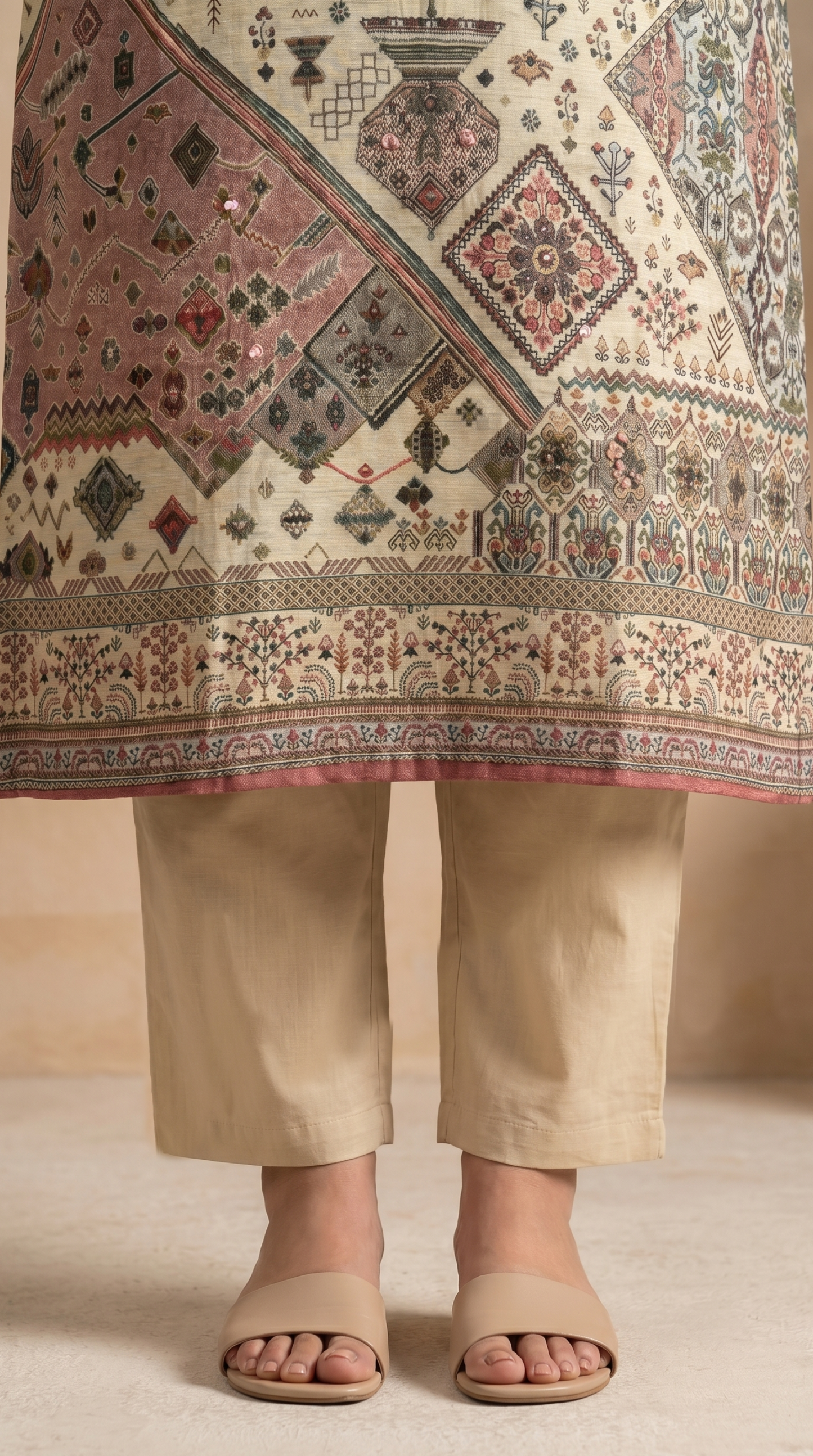 Beige & Cream Salwar Suit Set