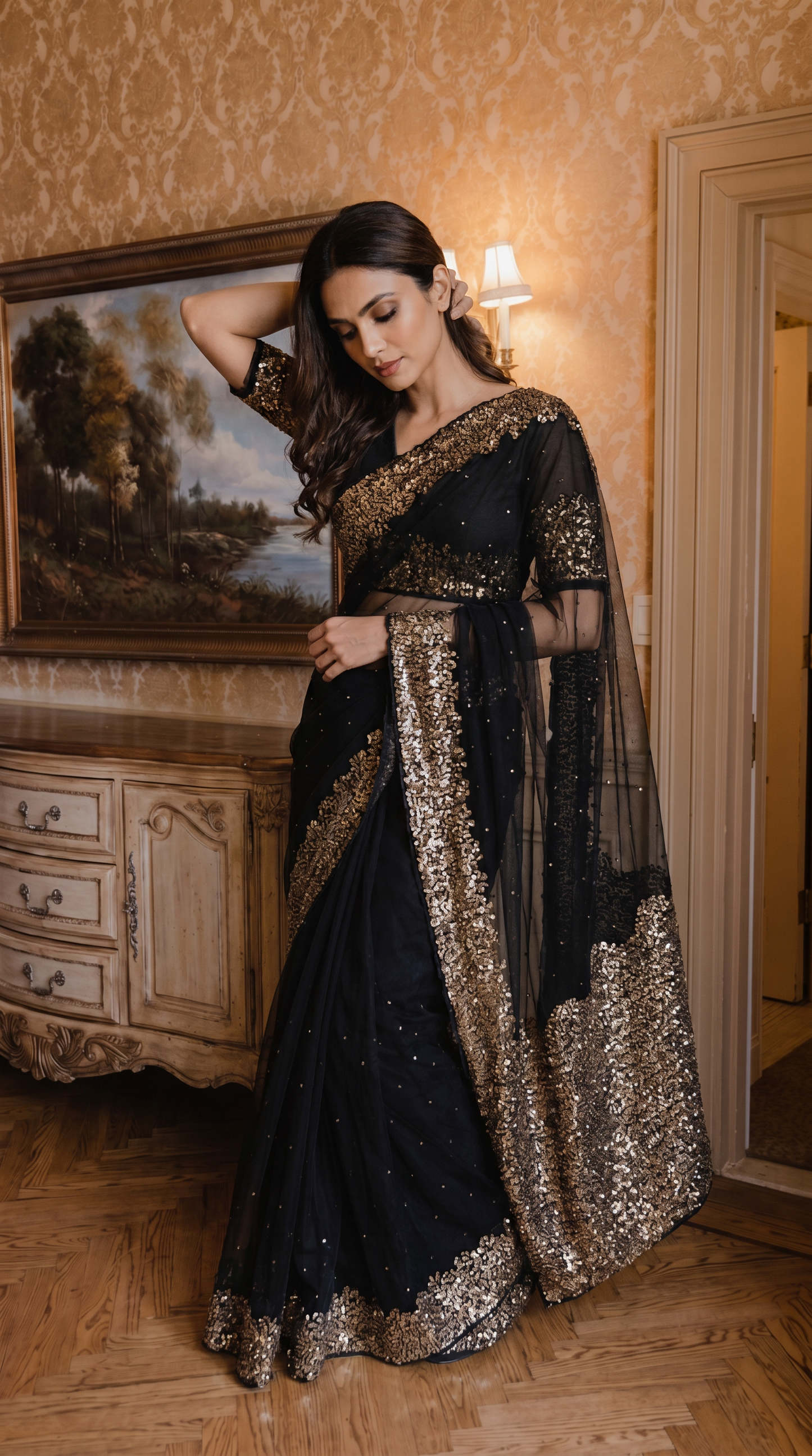 Black Georgette Saree