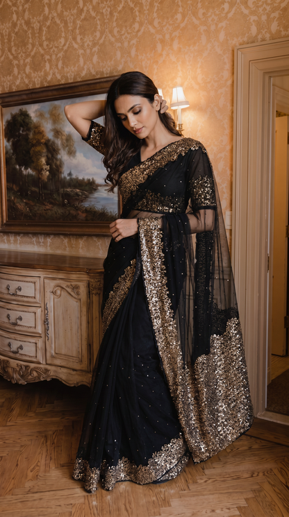 Black Georgette Saree