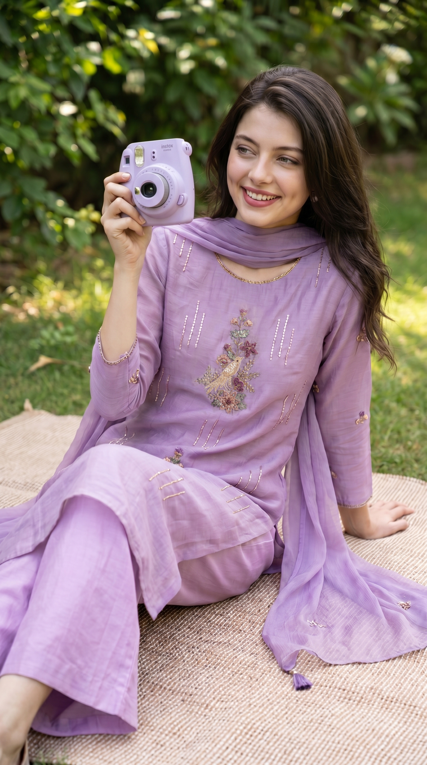  Lavender Mulmul Suit set