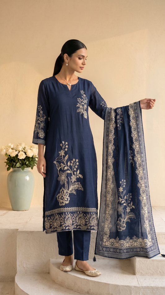 Navy Blue Salwar Suit Set