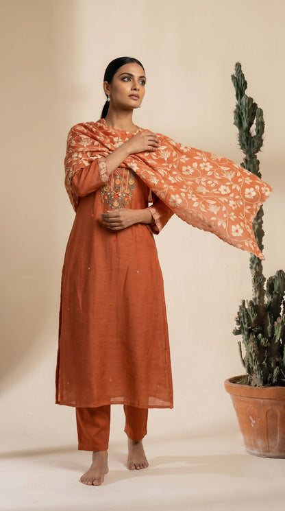Rust Orange Salwar Suit Set