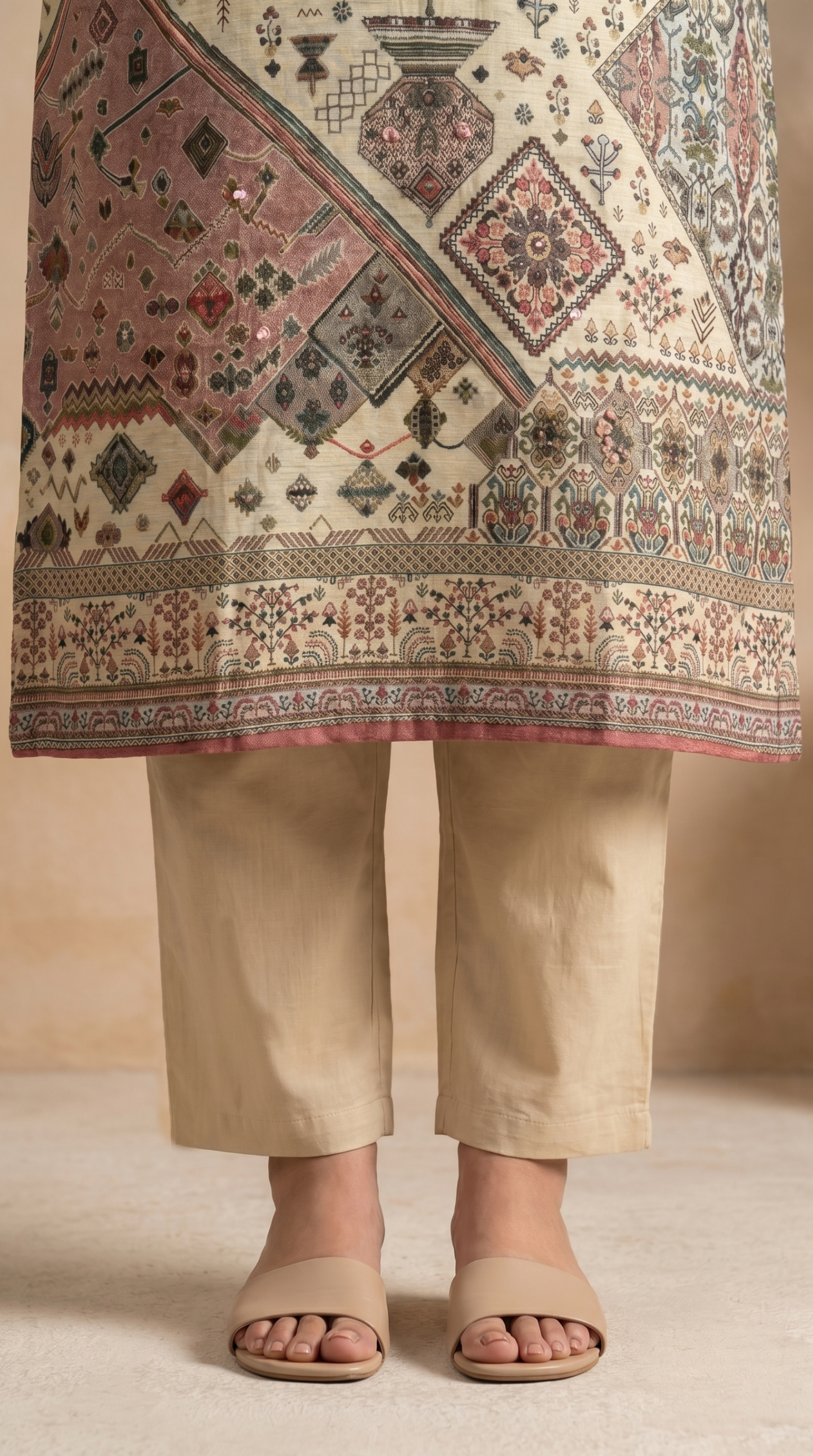 Beige & Cream Salwar Suit Set