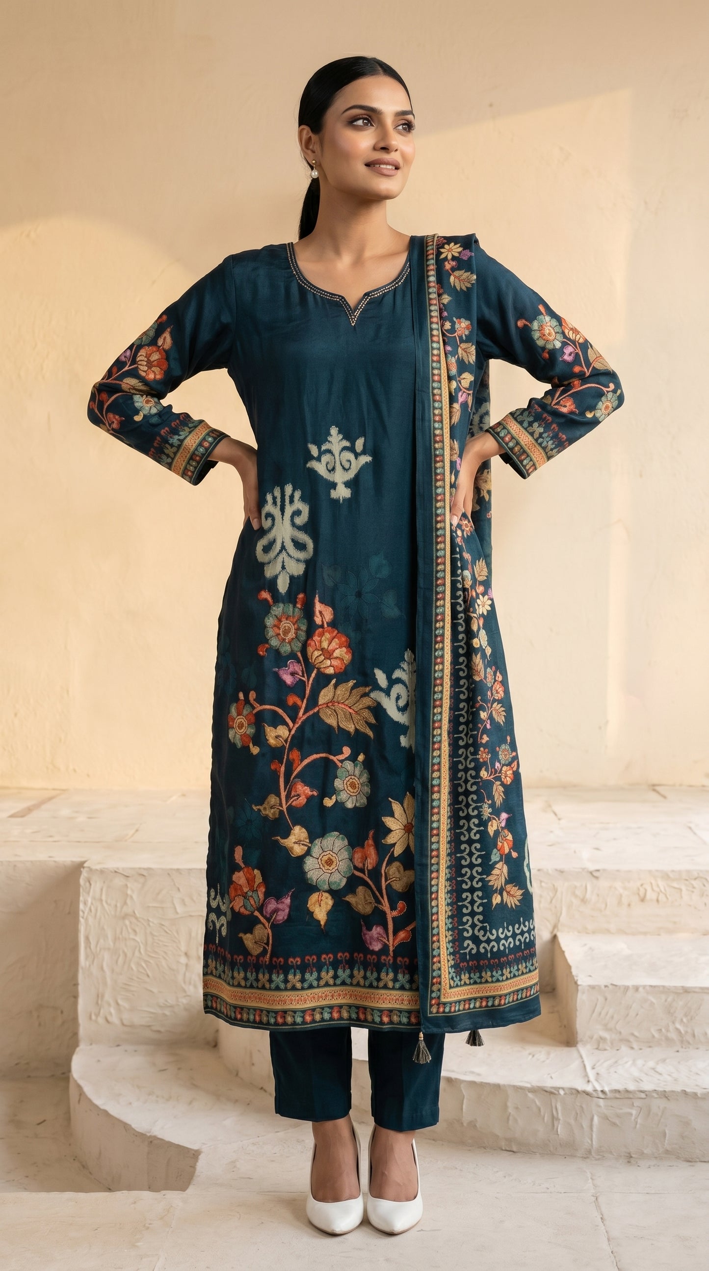 Deep Teal Blue Salwar Suit Set